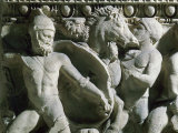 Battle between Greeks and Romans, from Roman Sarcophagus from Athens, 2nd century BC Photographic Print