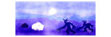 Two Native Americans Moving Toward Two Bison Lámina giclée por Images Monsoon