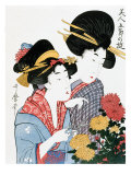 Chrysanthemums, Ukiyo-e print, Japan reproduction procédé giclée