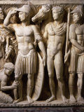 The Hero Achilles Putting on his Armour, Achilles at Court of King Lycomedes, Marble Sarcophagus Photographic Print