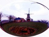 Elliptical Image of Dutch Mill and Farm Photographic Print by Images Monsoon