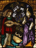 Musician and Lady, Stained Glass, Late 15th - early 16th Century Swiss Fotografie-Druck