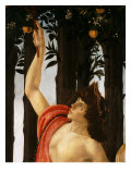 La Primavera (Spring,) Detail of Mercury Holding Wand to Orange Tree Giclee Print by Sandro Botticelli