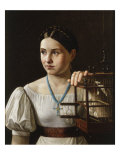 Unknown Russian Girl with Bird Cage Reproduction procédé giclée par Alexander Zlatov