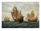 Caravels of Christopher Columbus, 1451-1506 Italian (Genoese) Explorer Giclee Print by Rafael Monleon Y Torres