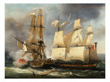 Engagement Between French Corvette La Bayonnaise and English Frigate The Ambush, 14 December 1798 Lámina giclée Engagement Between French Corvette La Bayonnaise and English Frigate The Ambush, 14 December 1798 Lámina giclée