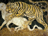 Tigress Attacking a Calf, Opus Sectile (Marble Inlay) Panel, 4th century AD Roman Photographic Print