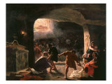The Slaughter of the First Christians in the Catacombs Giclee Print by Giuseppe Mancinelli