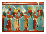 Scenes from Religious Ceremony with Richly Dressed Priests, Musicians and Masked Dancers Giclee Print