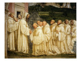 St Benedict of Nursia (480-550) Prays with his Monks, Fresco Giclée-tryk af Giovanni Antonio Bazzi Sodoma