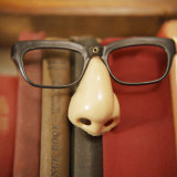 Joke Glasses and Nose in Bookshelf Fotografisk trykk av Images Monsoon