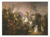 Lord Byron, 1788-1824, English Poet, Swearing Oath on Tomb of Marcos Botzaris Giclee Print