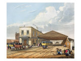 Railway Office, from 'Coloured View of Liverpool and Manchester Railway', engraved by S.G. Hughes Giclee-trykk av Thomas Talbot Bury Railway Office, from 'Coloured View of Liverpool and Manchester Railway', engraved by S.G. Hughes Giclee-trykk av Thomas Talbot Bury