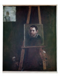 Self Portrait Mounted on an Easel, 1605 reproduction procédé giclée par Annibale Carracci