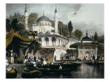 The Mihrimah Sultan Mosque at Uskudar, on Anatolian Shore of Bosphorus, Facing Istanbul, 1839 Giclee Print by Thomas Allom