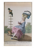 Young Woman in Day Dress with an Elaborate Hairstyle and Bonnet Giclee Print by Claude Louis Desrais