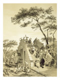 Bridge near Canton, Plate 30 from 'Sketches of China', engraved by Eugene Ciceri Giclee-trykk av Auguste Borget