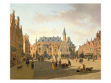 The Market Place with the Raadhuis, Haarlem Giclee Print by Gerrit Adriaensz Berckheyde