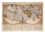 Double Hemisphere World Map, 1587 Giclee Print by Gerard Mercator