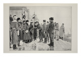 Lady Minto Presenting Colours to Herchmer's Horse, on Leaving Ottawa, from J.C. Hemment Photograph Giclee-trykk av John Henry Frederick Bacon Lady Minto Presenting Colours to Herchmer's Horse, on Leaving Ottawa, from J.C. Hemment Photograph Giclee-trykk av John Henry Frederick Bacon