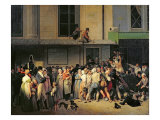 The Entrance to the Theatre de l'Ambigu-Comique before a Free Performance, 1819 reproduction procédé giclée par Louis Leopold Boilly