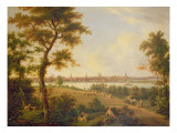 View of Lubeck, 1869 Reproduction procédé giclée par Andreas Achenbach