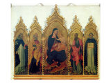 Madonna and Child with SS. Dominic, Peter, Paul and Thomas Aquinas, Altarpiece, 1445 Giclée-tryk af Giovanni di Paolo di Grazia Madonna and Child with SS. Dominic, Peter, Paul and Thomas Aquinas, Altarpiece, 1445 Giclée-tryk af Giovanni di Paolo di Grazia