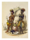 Dabiyaki and Upapazi, Zulu Boys in Dancing Dress, plate 17 from 'The Kafirs Illustrated', 1849 Giclee Print by George French Angas