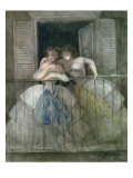 Girls on the Balcony, 1855-60 reproduction procédé giclée par Constantin Guys
