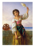 Young Girl with a Distaff Giclee-trykk av Joseph Bouvier Young Girl with a Distaff Giclee-trykk av Joseph Bouvier