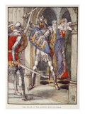 The fight in Queen's Ante-Chamber, from 'Stories of Knights of Round Table' by Henry Gilbert Lámina giclée por Walter Crane The fight in Queen's Ante-Chamber, from 'Stories of Knights of Round Table' by Henry Gilbert Lámina giclée por Walter Crane