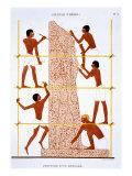 Stonemasons Making Colossal Statue of Pharaoh, from a Rare Record of Frescoes from Thebes reproduction procédé giclée par Frederic Cailliaud
