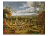 A Fete and View of a City reproduction procédé giclée par Jan Griffier