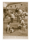 Germans Forcing a French Farmer to Thresh His Corn for their Benefit Giclee Print by Frank Dadd