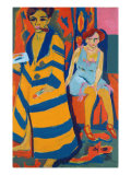 Self Portrait with a Model, 1907 reproduction procédé giclée par Ernst Ludwig Kirchner