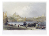 The Floating Bridge, Istanbul, engraved by J.C. Bentley, c.1850 reproduction procédé giclée par William Henry Bartlett