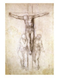 Study of Christ on the Cross between the Virgin and St. John the Evangelist Giclee Print by Michelangelo Buonarroti 
