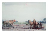 Plough Horses Giclee-trykk av Harry Becker