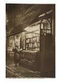 Examining a Book Outside a Second Hand Bookshop on a Wet Winter Evening, Bloomsbury Giclee Print