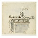 Sketched Design for a Fireplace Giclee Print by Robert Adam