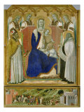 The Carmine Altarpiece, central panel depicting the Virgin and Child with angels, St. Nicholas and Giclée-tryk af Pietro Lorenzetti The Carmine Altarpiece, central panel depicting the Virgin and Child with angels, St. Nicholas and Giclée-tryk af Pietro Lorenzetti