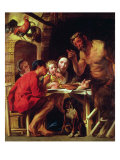 The Peasants and the Satyr reproduction procédé giclée par Jacob Jordaens