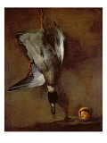 A Mallard Duck hanging on a wall with a Seville orange, 1720-30 Lámina giclée por Jean-Baptiste Simeon Chardin