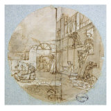 The Mason's Workshop, Plate Design for a Service Depicting Different Trades, c.1820-35 Giclee Print by Jean-Charles Develly