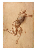 A Seated Male Nude Twisting Around, c.1505 Giclee Print by Michelangelo Buonarroti 
