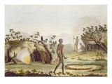 Native Cabin, New Holland, Plate 64 from 'Le Costume Ancien et Moderne', by Jules Ferrario Giclee Print by Angelo Biasioli