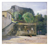 At the Fountain, Italy Giclee Print by Carl Holsoe