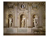 Galleria Carracci', Gilded Stuccoed Wall Decoration with Niches Containing Marble Sculpture reproduction procédé giclée par Annibale Carracci