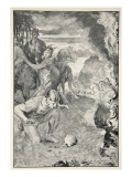 Beowulf finds the head of Aschere, from 'Hero Myths and Legends of British Race' by M.I. Ebbutt Giclee-trykk av John Henry Frederick Bacon Beowulf finds the head of Aschere, from 'Hero Myths and Legends of British Race' by M.I. Ebbutt Giclee-trykk av John Henry Frederick Bacon