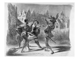 Duel between Faust and Valentine, from Goethe's Faust, after 1828 reproduction procédé giclée par Eugene Delacroix